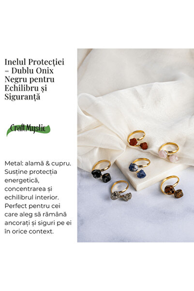 craftmystic Inel de protecție - Onix negru dublu pentru echilibru și siguranță