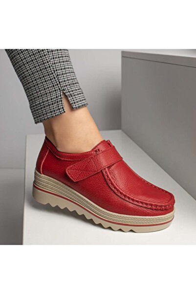 Modlet.ro Pantofi sport roșii din piele naturală pentru femei cu platformă mi...