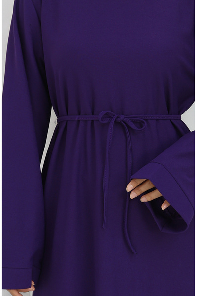 sefamerve Lace-Up Dress with Cuffed Sleeves 2160-04 Purple