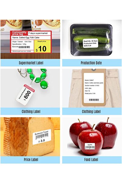 Staright Portable 80mm Thermal Label Printer BT Label Maker Sticker Machine with Reable Battery Comp