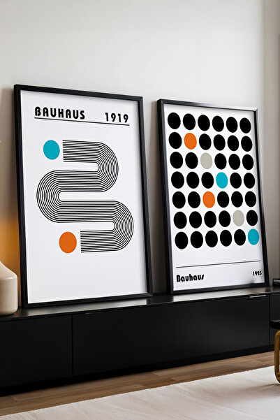 huhuli Tablou modern din 2 piese cu ramă neagră din lemn huhu248