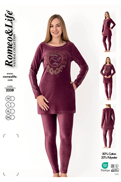 ROMEO LİFE Costum de iarnă din catifea de bumbac pentru femei / Cireș - 2230