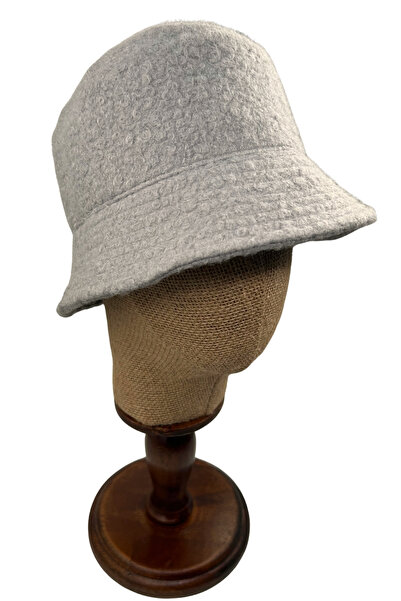 Sofist İstanbul Gray Bouclé Soft-Textured Thick Bucket Hat Gri Büklet Yünlü Yumuşak Dokulu Kalın Kışlık Şapka