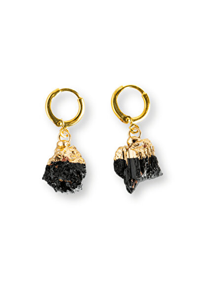 craftmystic Cercei de aur cu turmalină brută - Protecție energetică