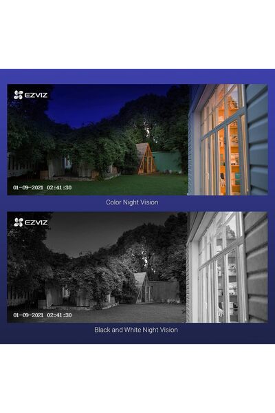 EZVIZ كاميرا خارجية BC1 WiFi، كاميرا مراقبة CCTV بدقة 1080 بكسل مع عمر بطارية 365 يومًا، رؤية ليلية ملونة
