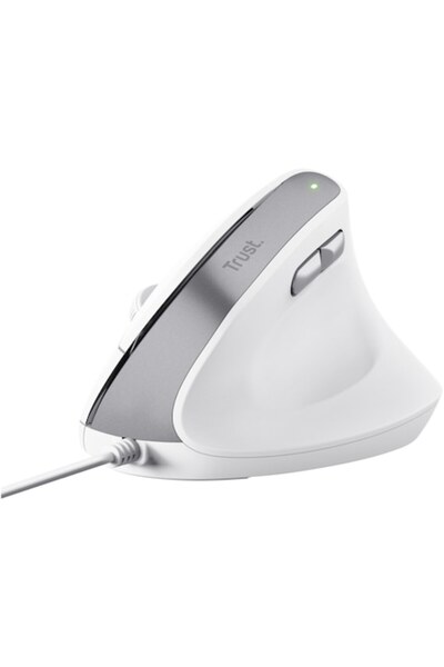 Trust Mouse ergonomic cu fir Bayo V2, clic silențios, 800-2400 DPI, cablu de 1,5 m, USB-A, alb