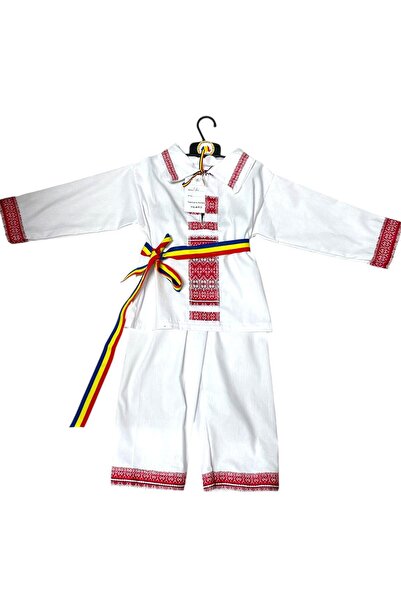 Inovius Costum traditional baieti cu brau tricolor - TDPITI08 6 Ani
