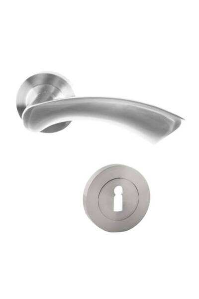 OEM Maner cu rozeta rotunda pentru usa lemn, Antalya Gato BB(K) RR55SN, zamac, satin nichel, 140 x 55 mm