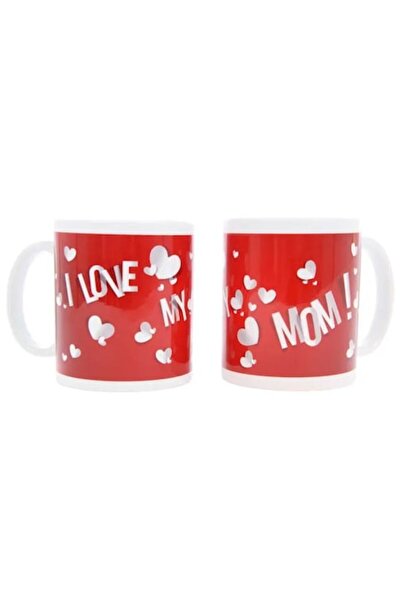 OEM Cana cu mesaj I love my mom, ceramica, alb + rosu, 250 ml