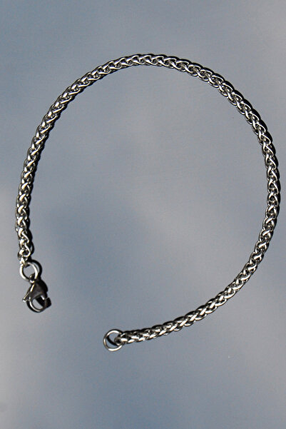 Rua Jewelry سوار إيطالي محبوك من الفولاذ 3 مم لون فضي |   مقاوم للبهتان، للجن...