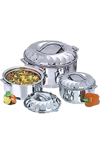 Lotus 3-Piece Stainless Steel Food Storage Container Set Size 1000-1500-2500ml