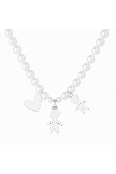 ohmygod jewelry 925 Argint Colier din argint personalizat cu perle si charm doi baietei – Little Boys silver