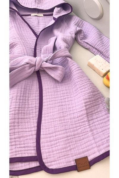 Mujo Baby&Kids 100% Organic Cotton Muslin Hooded Children's Bathrobe |   Unisex |   Soft, Breathable Bath Towel