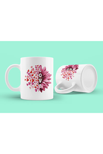 Nino Store Romantic Gift Mug with Love Heart and Flower Design