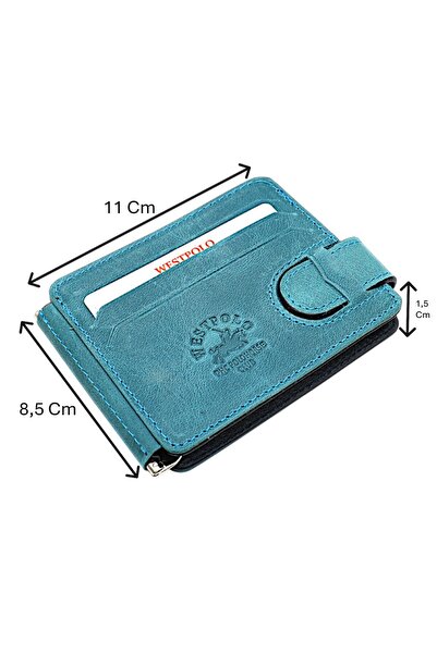 Westpolo Hakiki Eskitme Deri Kuşaklı Kağıt Para Klipsli Unisex Kartlık - Turk...