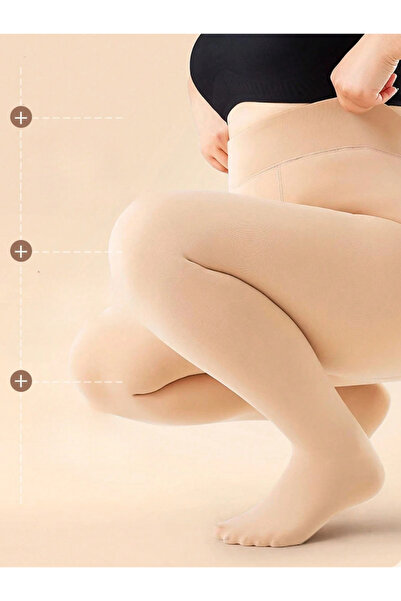 MİSTİRİK Ravena Model Curve Warm Plush Inside Flexible Thermal Socks Skin Color