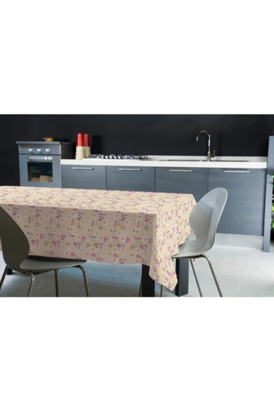 OEM Waterproof tablecloth Velpata 222, floral pattern, PVC, beige + pink, 160...