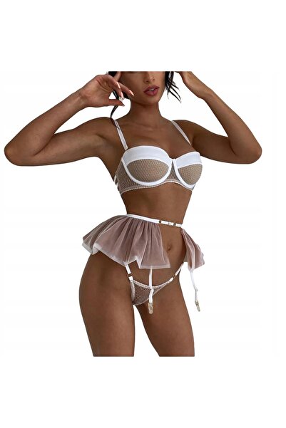 Other Set lenjerie intimă sexy pentru femei: sutien, fustă, tanga, bretele, m...