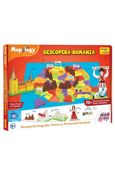 Imagimake Discover Romania - Map Puzzle with 70+ Activities about the Geography, Culture and Heritage of Romania