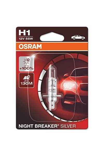 Osram Bec auto H1 Night Breaker Silver, P14.5S, 55 W, 12 V, material sticla/m...
