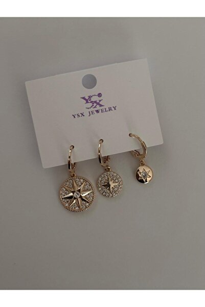 marsel aksesuar Ysx Special Series North Star Model Set of 3 Dangle Rose Earr...