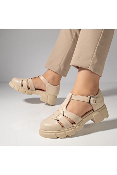 BMoD Pantofi casual bej pentru femei cu talpă groasă MOD11839