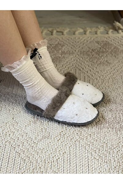 Mejit Women's New Year's Concept Furry House Slippers