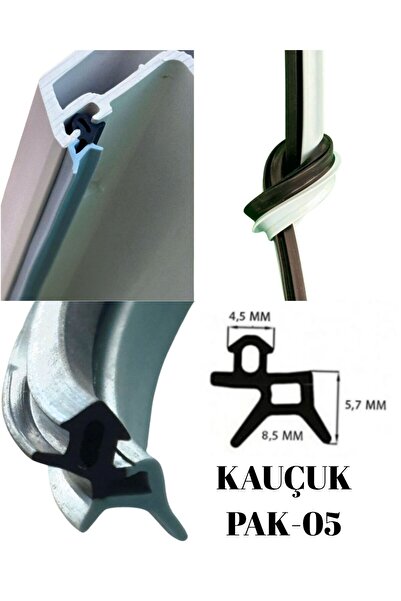 BABAWİCK Kauçuk Pak-05 PVC Kapı ve Pencere Fitili,10 Metre Gri Kaliteli Uzun ...