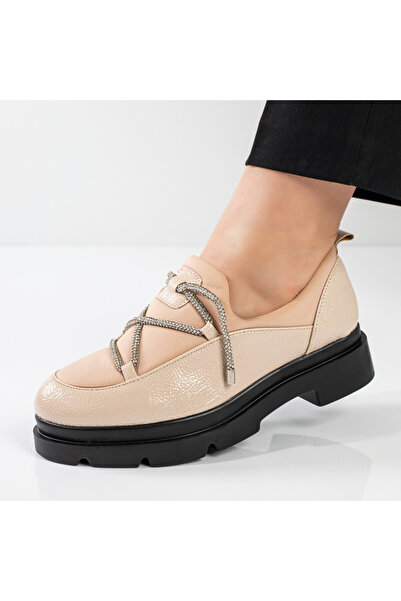 BMoD Pantofi casual bej cu strasuri și talpă groasă MOD11061