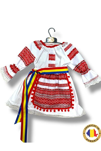Inovius Rochita traditionala romaneasca cu broderie si brau tricolor - TDPITI11 4 Ani