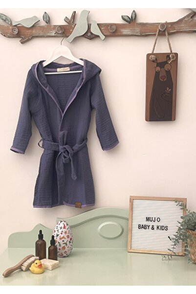 Mujo Baby&Kids 100% Organic Cotton Muslin Hooded Children's Bathrobe |   Unisex |   Soft, Breathable Bath Towel