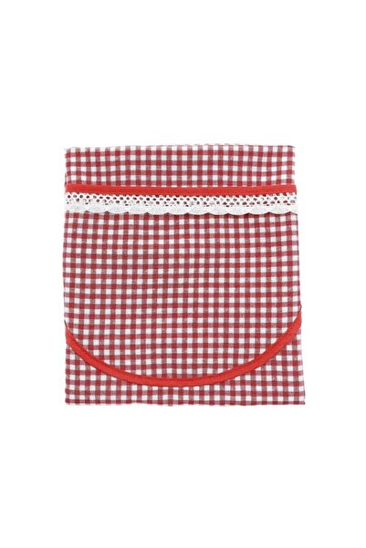 OEM Kitchen apron, with lace, cotton + polyester, white + red, 62 x 75 cm