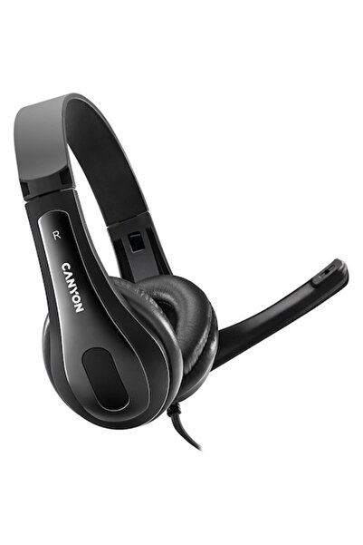 CANYON Casti HSC-1 cu microfon, USB, Negru