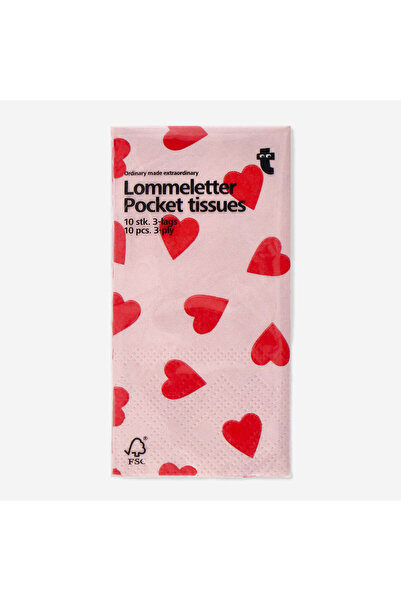 Flying Tiger Copenhagen 10'lu Kalp Desenli Cep Mendili