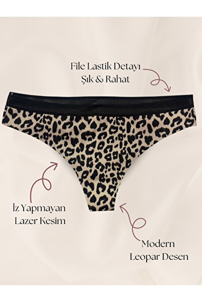 bendengiy Basic Laser Cut Patterned Mesh Elastic Women's Brazilian Panties