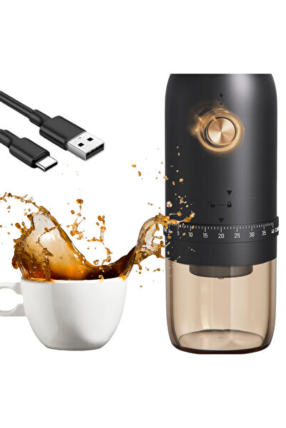 CYUCHELLY Electric Coffee Grinder, 40 Levels Adjustable Granulation, USB Charging, Black RoseGold