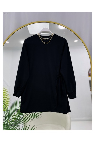 YEDİLALE Zero Necklace with Tie-Up Detail, Simple Basic Tunic