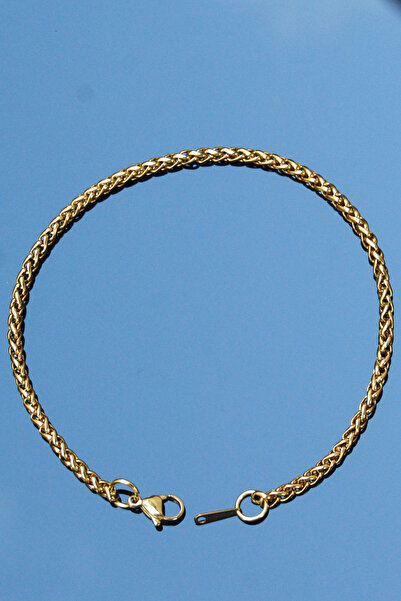 Rua Jewelry سوار إيطالي محبوك من الفولاذ 3 مم لون ذهبي |   مقاوم للبهتان، للج...
