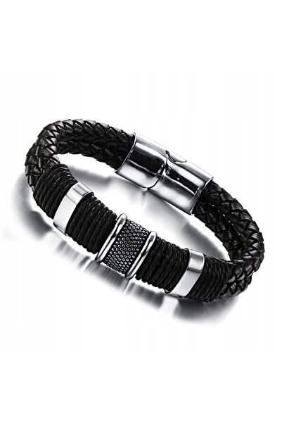 Other Brățară bărbătească elegantă din piele, cu magnet, MAGNETIC BLACK, casual