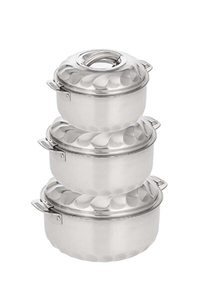 Lotus 3-Piece Stainless Steel Food Storage Container Set Size 1000-1500-2500ml