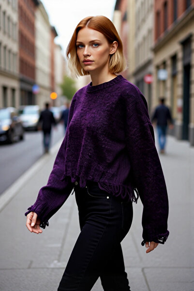 PayBuy Tricotaj oversize pentru femei, pulover crop cu mâneci joase, oferă el...