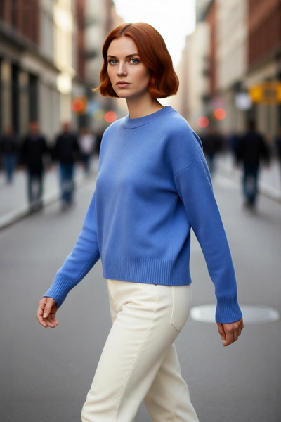 PayBuy Tricotaje de bază oversize pentru femei, cu gâtul rotund, cu mâneci lu...