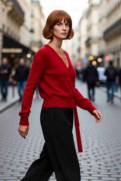 PayBuy Women's Double Breasted Knitwear Sweater Regular Fit Comfortable Cut Medium Thickness Plain Pattern Standard Sleeve Long Sleeve