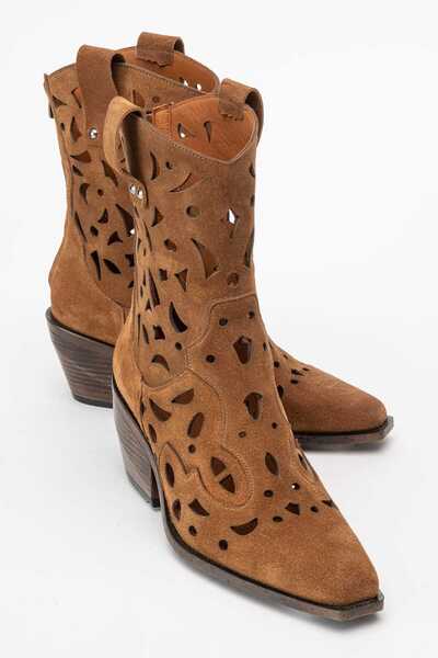 Zeynep Sıradağlı Heydelin Kadın Hakiki Deri Taba Süet Western Bot