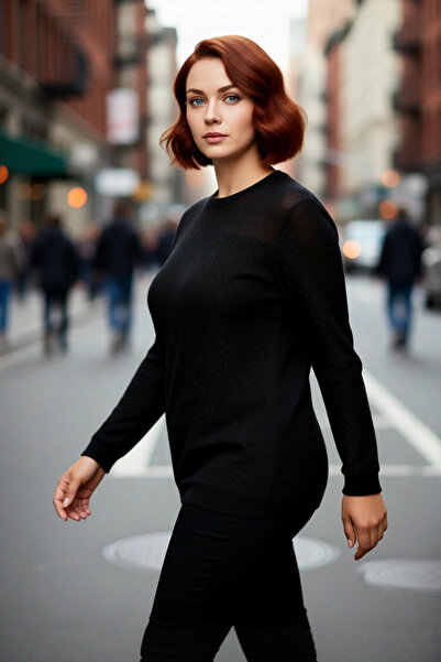 PayBuy Γυναικείο πλεκτό πουλόβερ με μακρύ μανίκι και λαιμόκοψη, με λεπτή εφαρ...