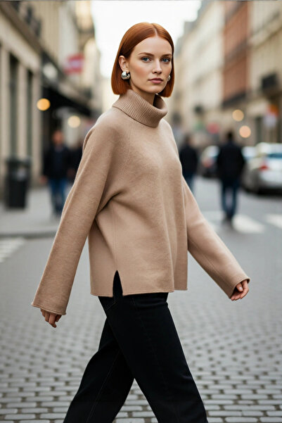 PayBuy Pulover de tricotat oversize pentru femei, cu mâneci raglan, cu gât roșu, iarnă, confortabil și elegant, ideal pentru combinații zilnice