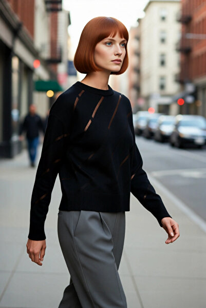 PayBuy Ειδικό για γυναίκες Πλεκτό πουλόβερ με κούφια σχεδίαση με λαιμόκοψη με...