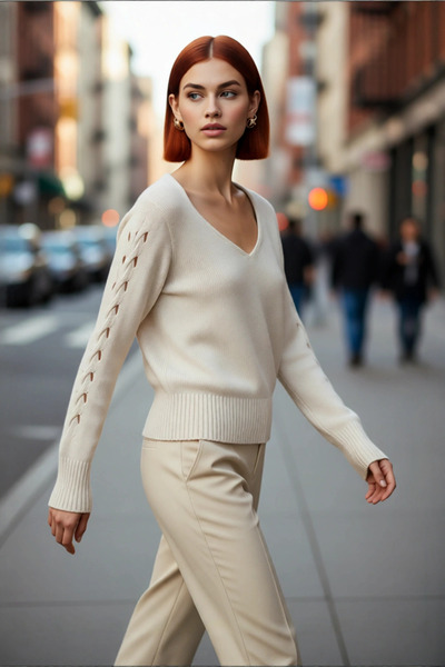 PayBuy Tricotaj pentru femei, cu croială obișnuită, cu mânecă lungă, cu decolteu în V, pulover, siluetă de bază, alegere ideală pentru eleganța zilnică.