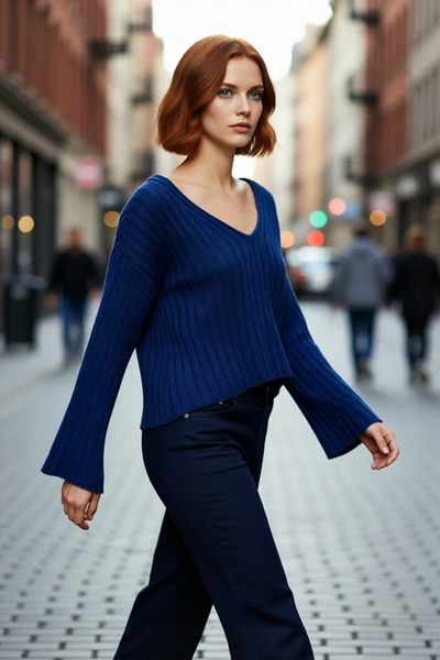 PayBuy Tricotaj de lână cu decolteu în V pentru femei, pulover de bază cu mânecă lungă, ideal pentru eleganța casuală