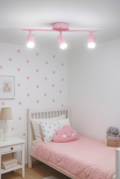 LEGACY Spoti 3'Lü Pembe Renk (BEYAZ IŞIK) Modern Tasarım Salon - Mutfak - Banyo Spot Ledli Sıralı Avize